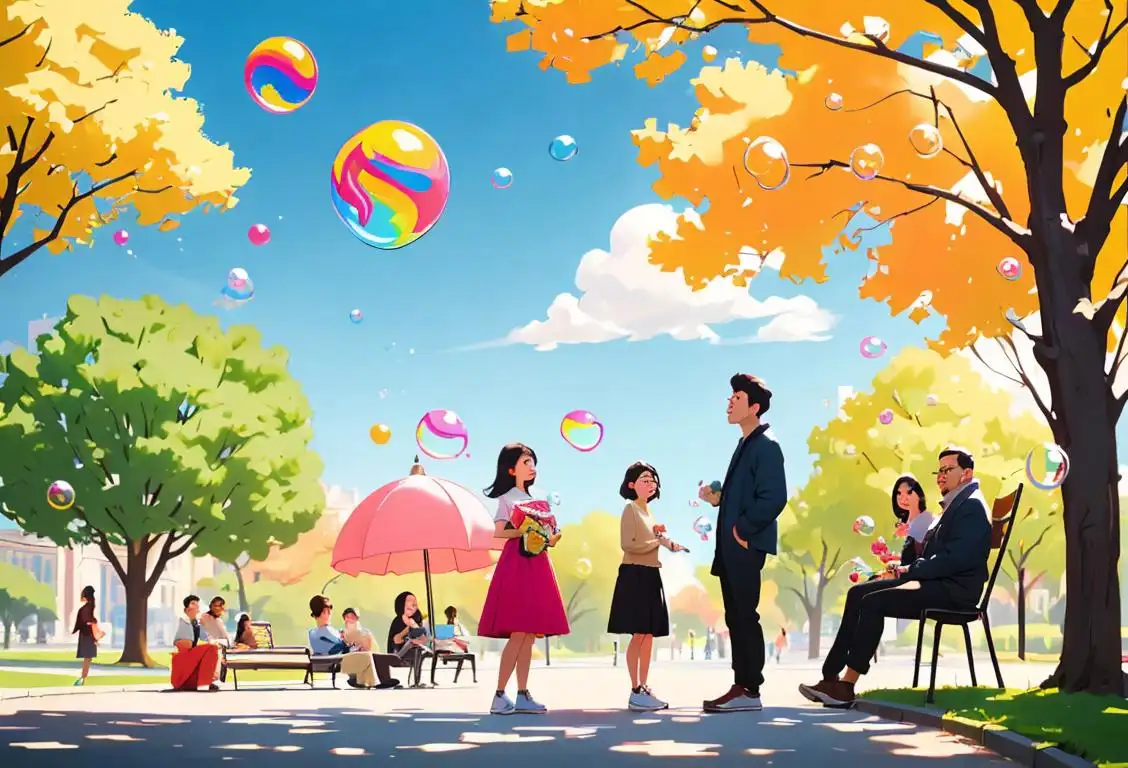 Group of diverse individuals in a park, each comfortably enjoying their personal bubble while wearing trendy outfits, representing different cultural backgrounds..