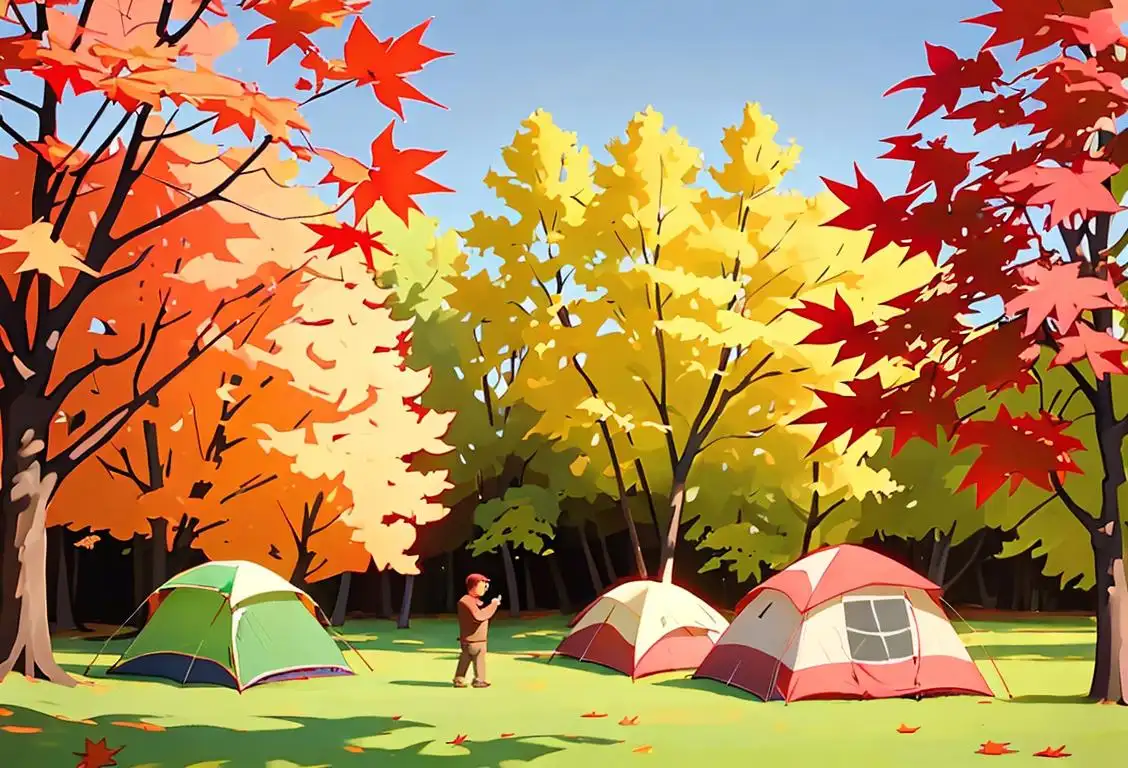 Canadians wearing plaid shirts, surrounded by maple leaves, enjoying outdoor activities like canoeing and camping amidst picturesque landscapes..