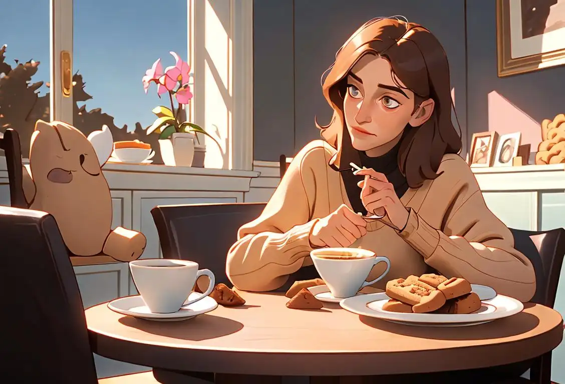 A person holding a plate of biscotti, sitting in a cozy cafe, wearing a sweater, enjoying the crunchy cookies.