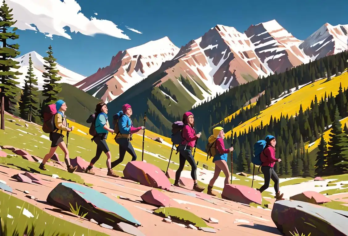A group of people hiking in the beautiful Rocky Mountains, wearing outdoor gear, enjoying the scenic Colorado landscape..