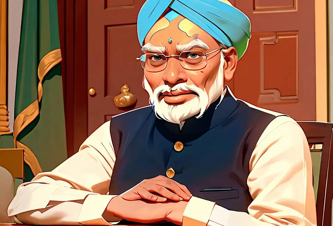 National Security Advisor to Manmohan Singh, not Modi. A poised individual in traditional Indian attire, discussing politics in a dignified government setting..