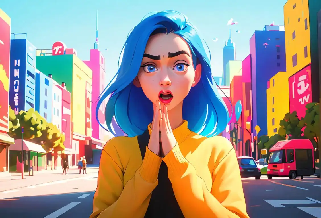 A person, head in hands, in front of a computer screen showing a viral internet post, wearing a colorful modern outfit, surrounded by vibrant city scenery..