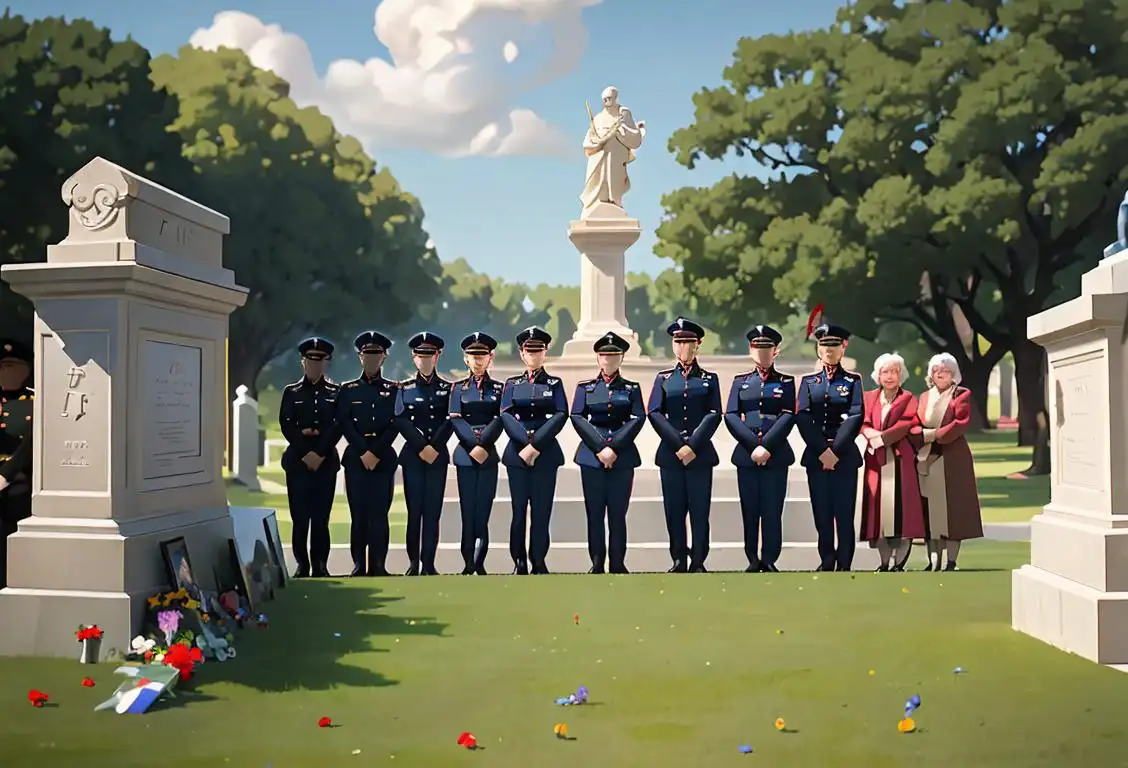 A diverse group of people, dressed in different styles, gathered around a peaceful memorial, honoring the heroes of National Ff Memorial Day..