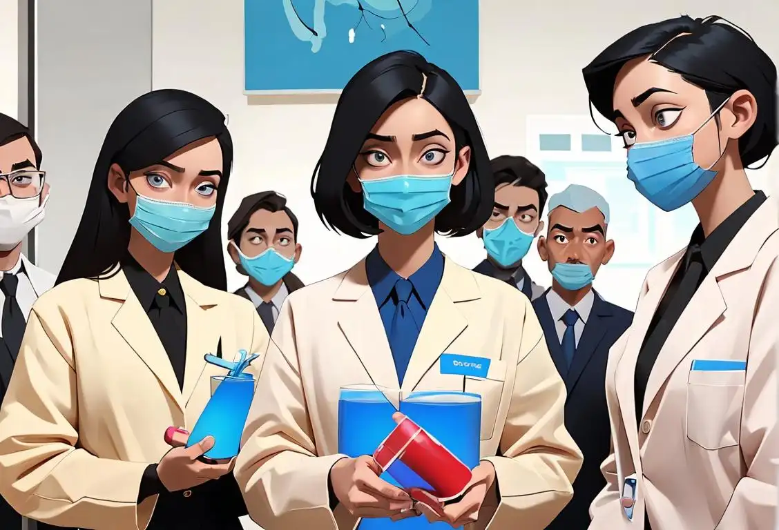 A diverse group of individuals, dressed in professional attire, eagerly participating in a drug screening process within a modern laboratory setting..