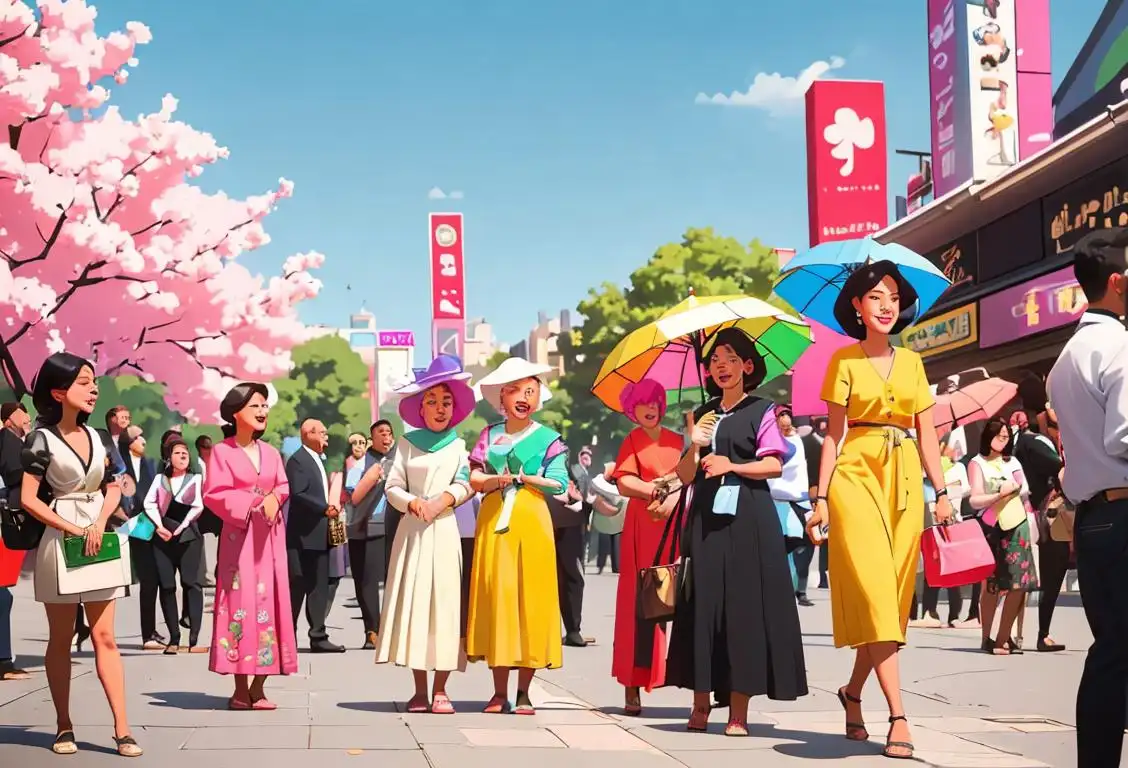 Cheerful group of diverse individuals participating in an outdoor event, wearing vibrant clothing, showcasing cultural diversity in a bustling city scene..