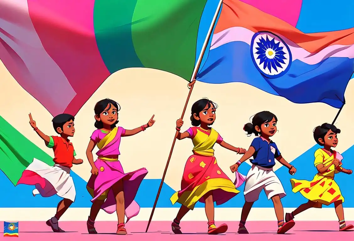 A group of enthusiastic Telangana supporters waving the state flag with vibrant colors, showcasing their love and pride, diverse clothing styles and a lively Indian festive scene..