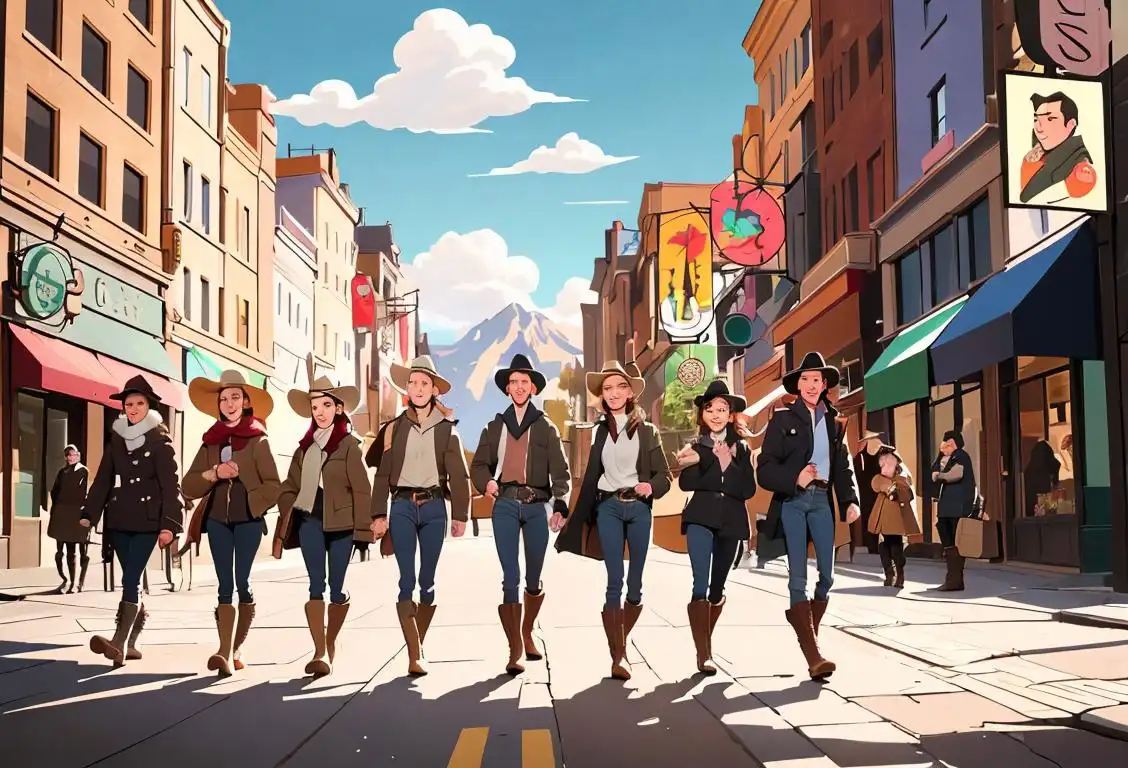 A diverse group of people wearing different types of boots, ranging from cowboy boots to hiking boots, showcasing their unique style and flair. Some are posing in a picturesque outdoor setting, while others are walking confidently through a city street. The boots are in various colors and designs, adding a vibrant touch to the scene. The image also includes a fashionable young woman wearing combat boots, a trendy young man sporting stylish ankle boots, and a person in formal attire with polished leather boots. The background features a mix of nature and urban elements, symbolizing the versatility of boots in both rugged and stylish environments..