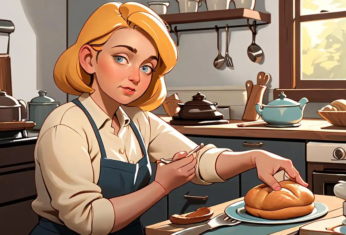 A friendly woman named Clare, baking a batch of homemade cookies in a cozy kitchen, surrounded by vintage baking tools..